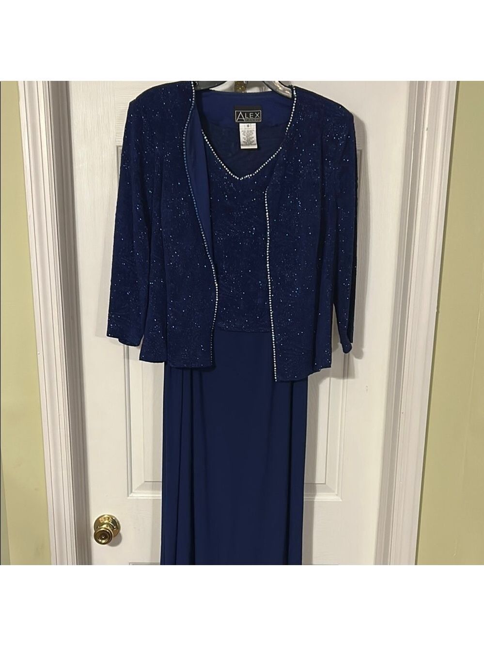 Alex Evenings Blue Sequin Dress and Jacket Set. Size 18. Good condition.